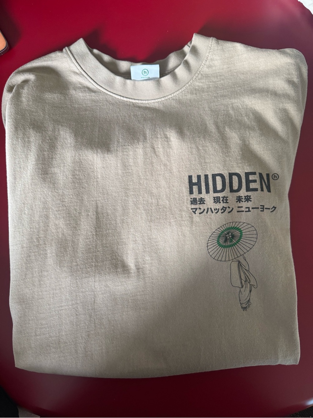 Beige Graphic Crewneck T-Shirt Hidden